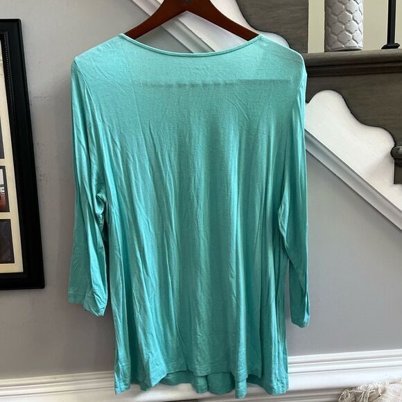 Croft & Barrow Tiffany Blue Pin Tuck Swing Top sz 1X - Picture 4 of 5